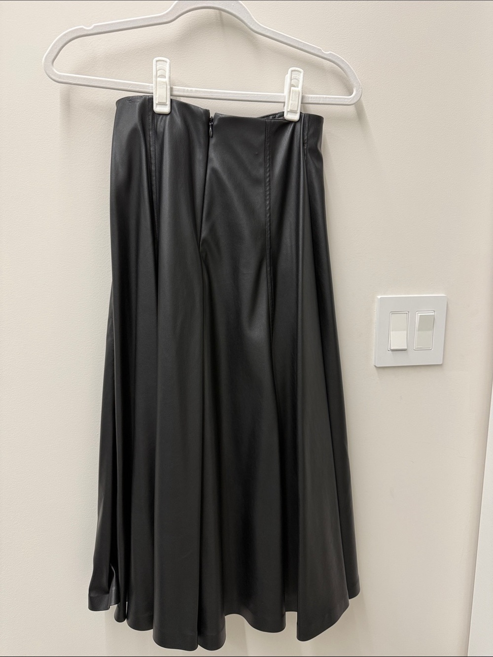 Women's Black Faux Leather Midi Skirt - Picture 4 of 4